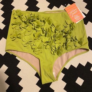 Kortni Jeane Light Lime Green Floral Bottoms W XL